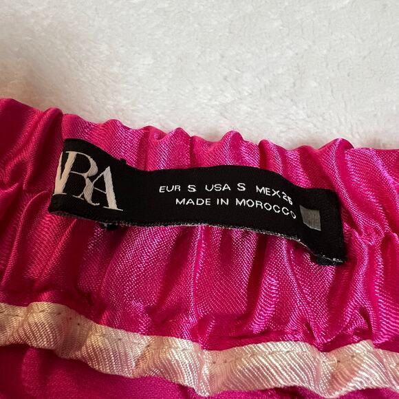 Zara High Rise Satin Wide Leg Trouser Pants Size S Preppy Maximalist Feminine - Picture 6 of 13